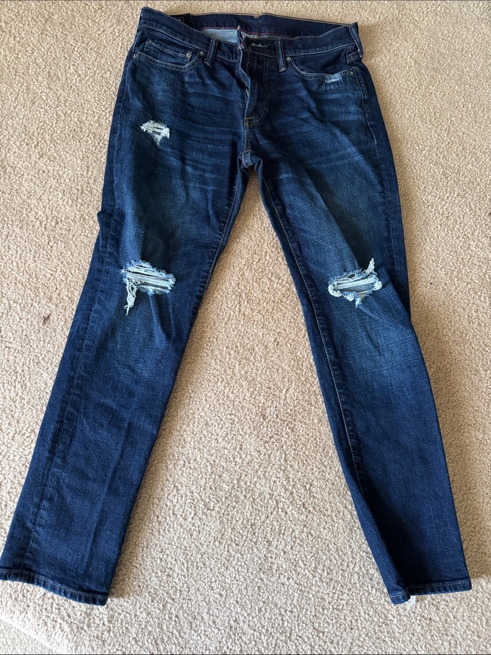 Abercrombie & Fitch Dark Wash Ripped Skinny Jeans